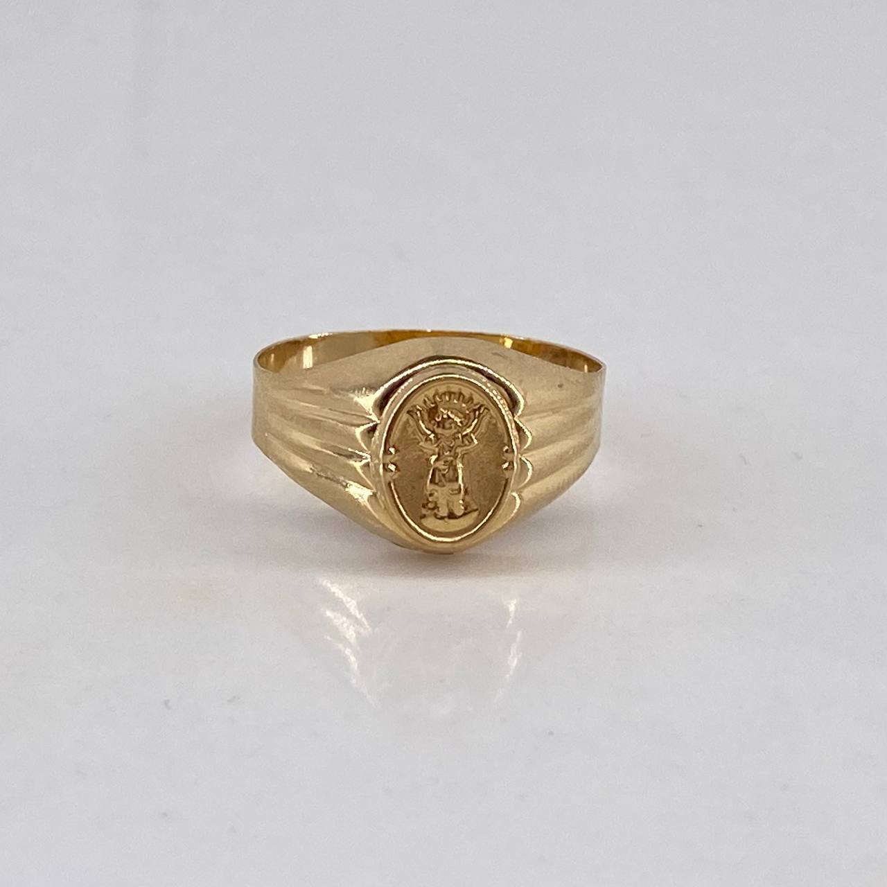 Anillo Sello Divino Ni o 1.65gr T5 1 4 Relieve Oro Amarillo