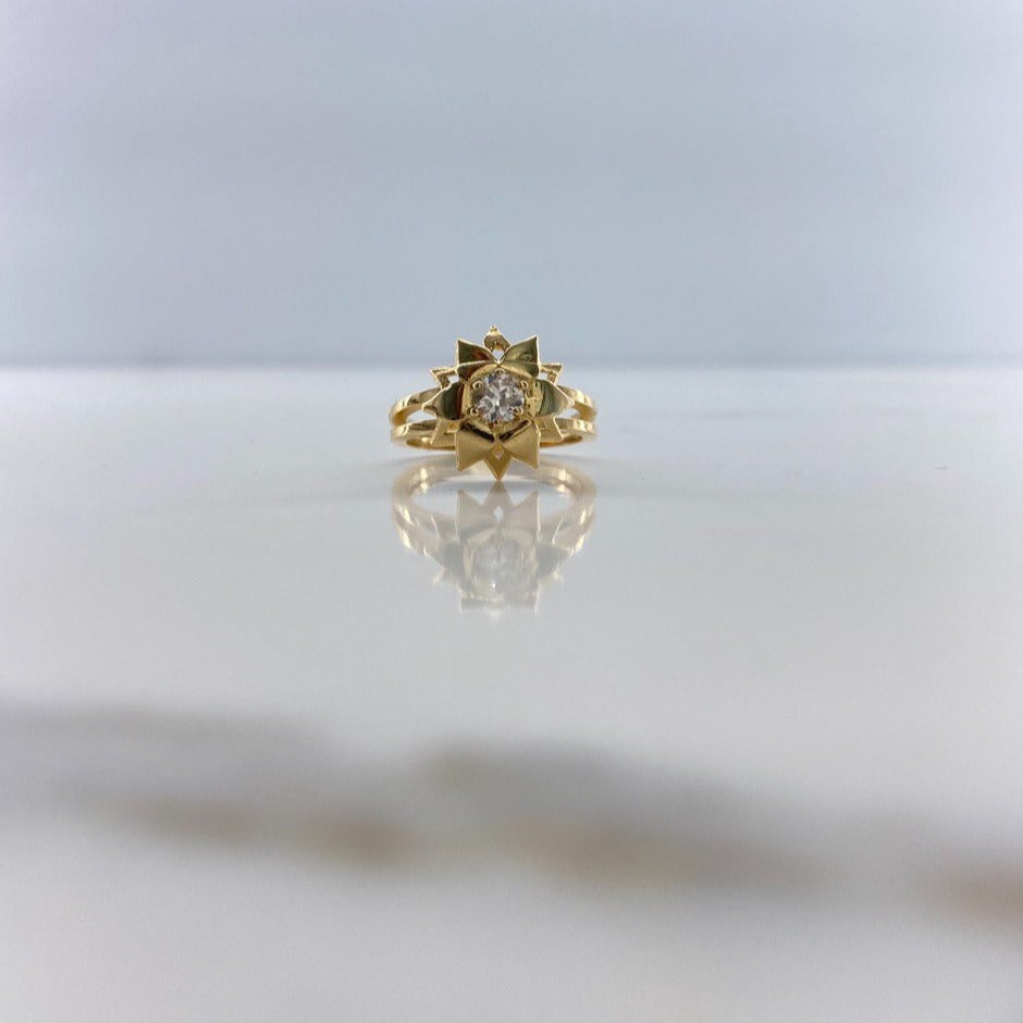 Anillo Solitario Girasol 4 6gr Talla 5 25 18K Oro Nacional