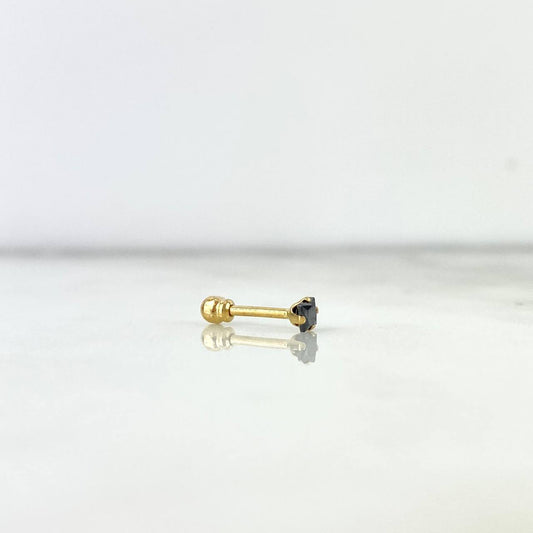 Piercing Chispa Lineal Cuadrada 0.3gr / 1cm / 3mm Circon Negro Oro Amarillo (Joya)