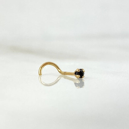 Piercing Chispa Curva 0.15gr / 0.7cm / Circon Negro Oro Amarillo (Joya) *