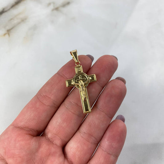 Dije Cristo Cruz Trinidad  2.4gr / 4.3cm / Liso Oro Amarillo
