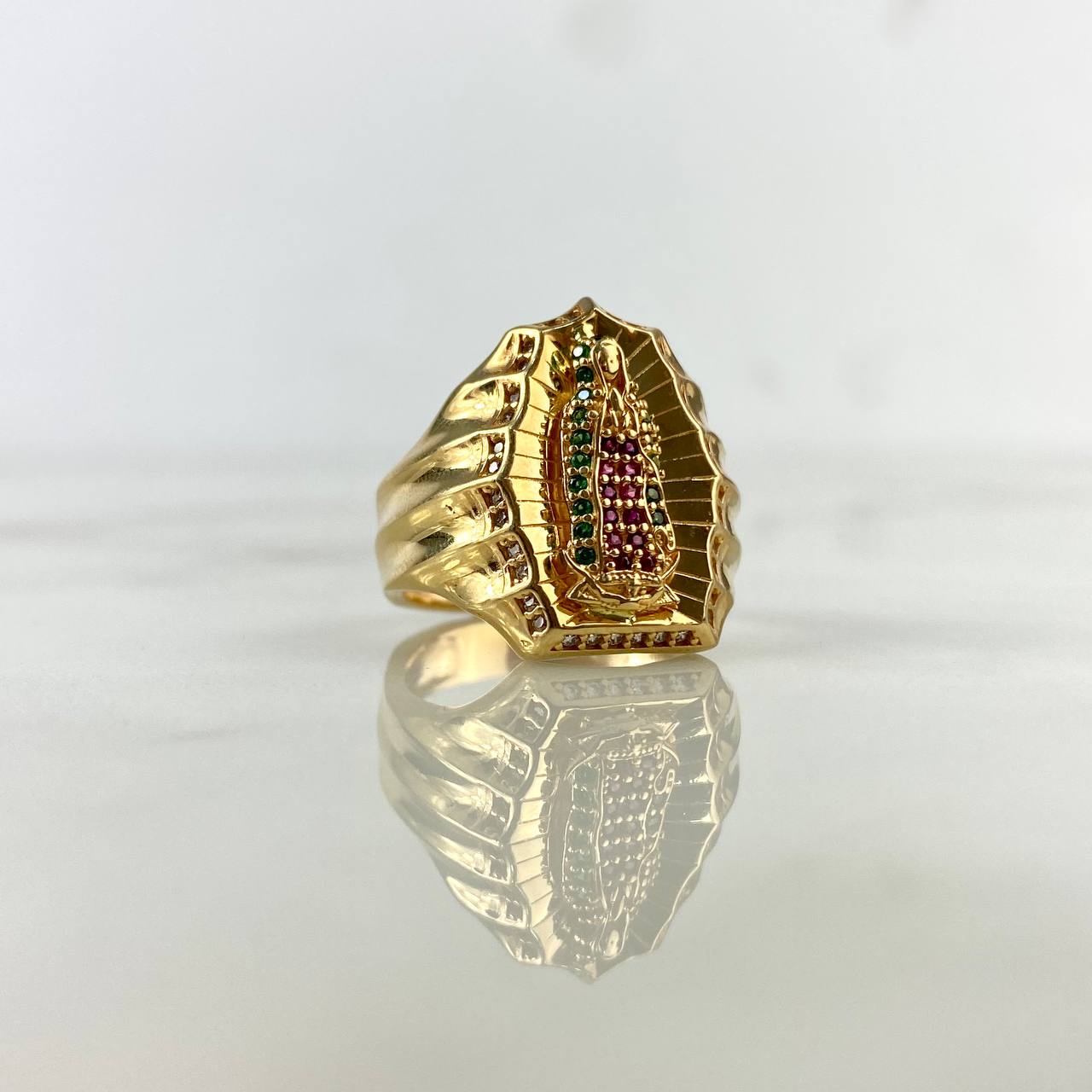 Anillo Virgen Guadalupe 9 5gr Talla T7 1 2 Oro 18K Nacional