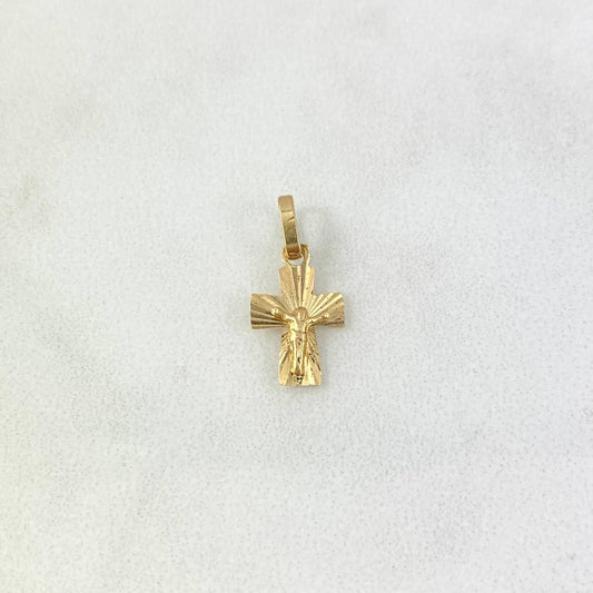 Dije Cruz Cristo 0.6gr / 1.8cm / Diamantada Oro Amarillo