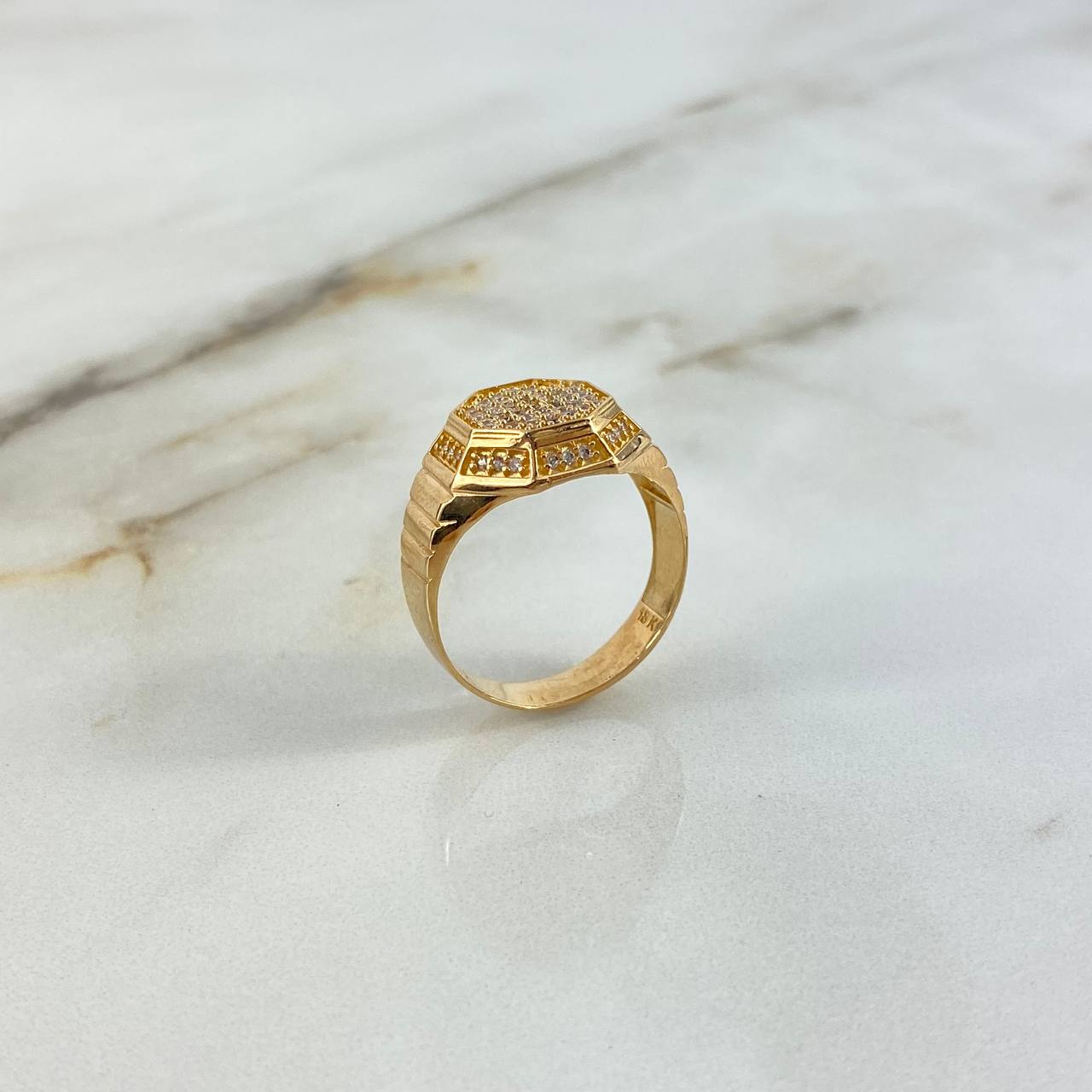 Anillo Octogonal 5 4gr Talla T9 3 4 Oro 18K Nacional Napoleone