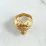 Anillo Rostro Leon 7.65gr / T9 1/4 / Circon Blanco - Ojos Negros Oro Amarillo 18K