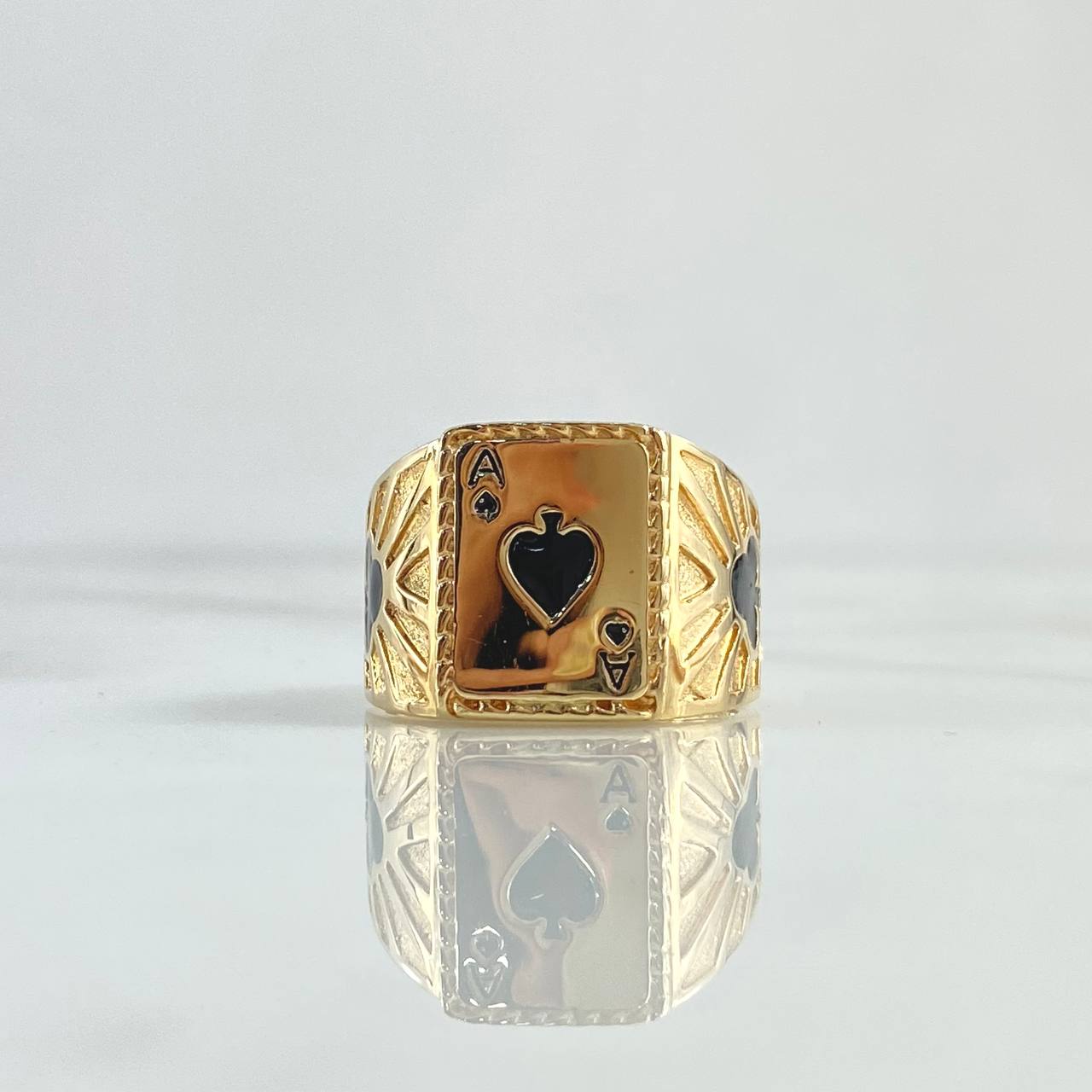 Anillo Carta de Poker 7.15gr / T10 1/4 / Resina Negra Oro Amarillo 18K