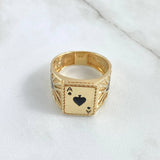 Anillo Carta de Poker 7.15gr / T10 1/4 / Resina Negra Oro Amarillo 18K