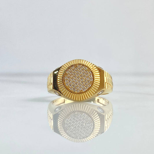 Anillo Circulo Tupido 6.25gr / T10 3/4 / Circones Blancos Oro Amarillo 18K