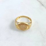 Anillo Circulo Tupido 6.25gr / T10 3/4 / Circones Blancos Oro Amarillo 18K