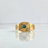 Anillo Cinturon Tribal 6.95gr / T10 1/2 / Circon Verde Oro Amarillo 18K