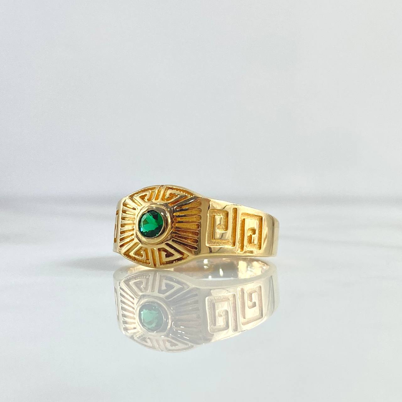 Anillo Cinturon Tribal 6.65gr / T10 3/4 / Circon Verde Oro Amarillo 18K