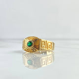 Anillo Cinturon Tribal 6.95gr / T10 1/2 / Circon Verde Oro Amarillo 18K