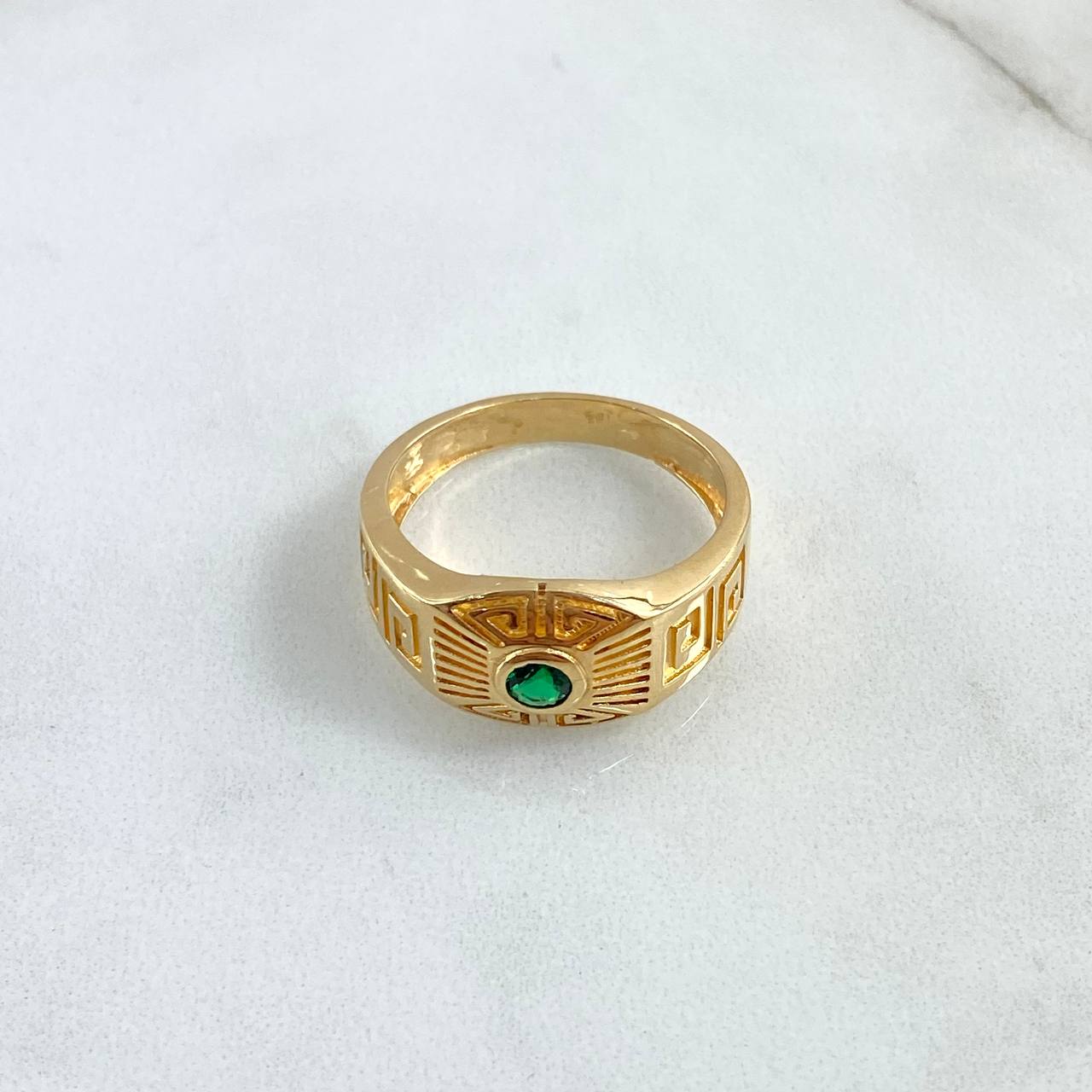 Anillo Cinturon Tribal 6.65gr / T10 3/4 / Circon Verde Oro Amarillo 18K