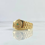 Anillo Circulo de Relojero 7.6gr / T11 1/4 / Circones Blancos - Verde Oro Amarillo 18K