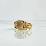 Anillo Correa Corona 5.95gr / T8 1/4 / Circones Blancos Oro Amarillo 18K