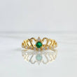 Anillo Corona Oleada 2.4gr / T7 / Circones Blancos - Verde Oro Amarillo 18K