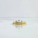 Anillo Corona Enpuntada 2.3gr / T6 3/4 / Circones Blancos Oro Amarillo 18K