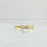 Anillo Solitario Curvas Finas 1.35gr / T7 3/4 / Circon Blanco Oro Amarillo 18K