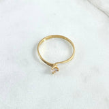 Anillo Solitario Curvas Finas 1.35gr / T7 3/4 / Circon Blanco Oro Amarillo 18K