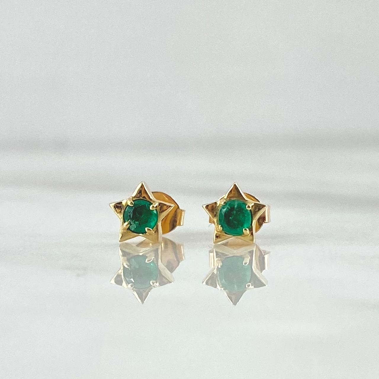 Topos Estrella 1.6gr / 0.5cm / Esmeralda 10 Pts Oro Amarillo 18K (Joya)