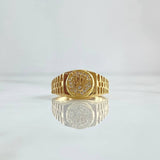 Anillo Correa Corona 5.95gr / T8 1/4 / Circones Blancos Oro Amarillo 18K