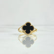 Anillo Trébol VCyA En Rombo 2.85gr / T6 1/4 / Onix Negro Punteado Oro Amarillo Nac.Esp. 18K