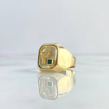 Anillo Sello Palmera 4gr / T12 / Circones Verdes Oro Amarillo 18K