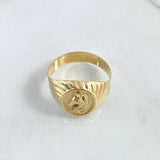 Anillo Sello Caballo En Espiral 3.65gr / T11  / Texturizado Oro Amarillo 18K