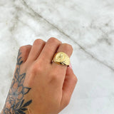 Anillo Sello Caballo En Espiral 3.65gr / T11  / Texturizado Oro Amarillo 18K