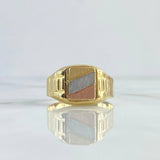 Anillo Sello Cuadro 4.7gr / T12 1/2 / Texturizado Tres Oros 18K