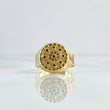 Anillo Sello Timón 3.9gr / T10 / Circones Verdes Oro Amarillo 18K