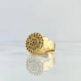 Anillo Sello Timón 3.9gr / T10 / Circones Verdes Oro Amarillo 18K