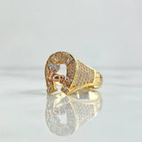 Anillo Herradura Caballo 6.2gr / T9 1/4 / Circones Blancos Tres Oros 18K ©