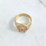 Anillo Herradura Caballo 6.2gr / T9 1/4 / Circones Blancos Tres Oros 18K ©