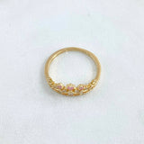 Anillo Corona Enpuntada 2.2gr / T6 1/2 / Circones Blancos - Rosados Oro Amarillo 18K ©