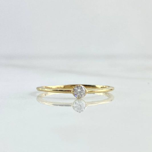 Anillo Solitario Fino 1.15gr / T7 1/4 / Circon Blanco Oro Amarillo 18K ©