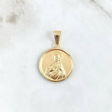 Dije Sagrado Corazón De Jesús - Virgen Del Carmen 3.5gr / 3.9cm / Circulo Mate Troquelado Oro Amarillo 18K