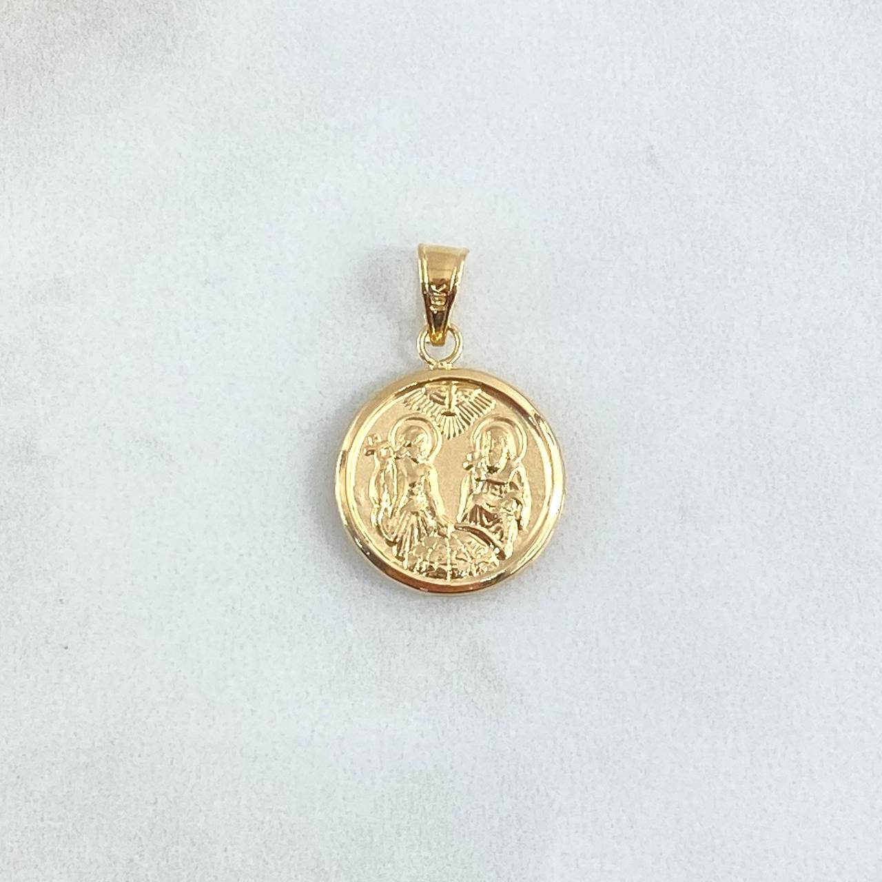 Dije Santisima Trinidad 1.1gr / 2.5cm / Circulo Mate Troquelado Oro Amarillo 18K