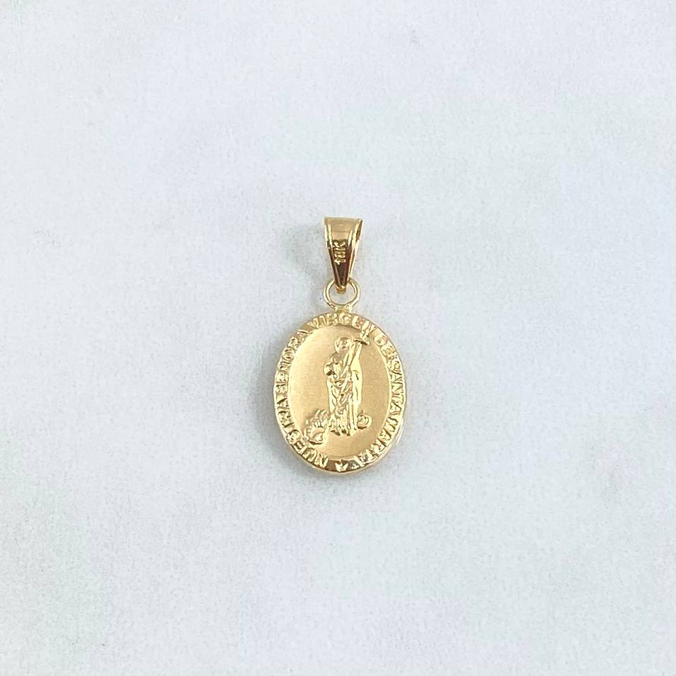 Dije Virgen De Santa Maria 0.9gr / 2.4cm / Ovalo Mate Troquelado Oro Amarillo 18K