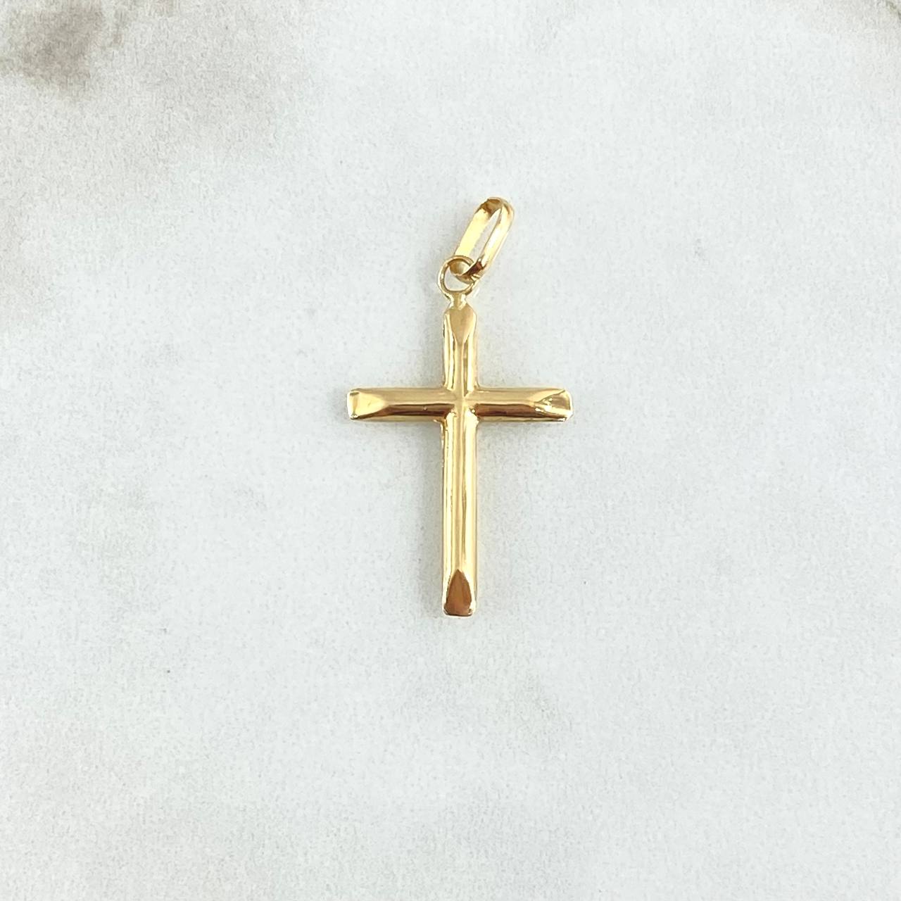 Dije Cruz Lisa 0.9gr / 3.5cm / Troquelada - Puntas Planas Oro Amarillo 18K