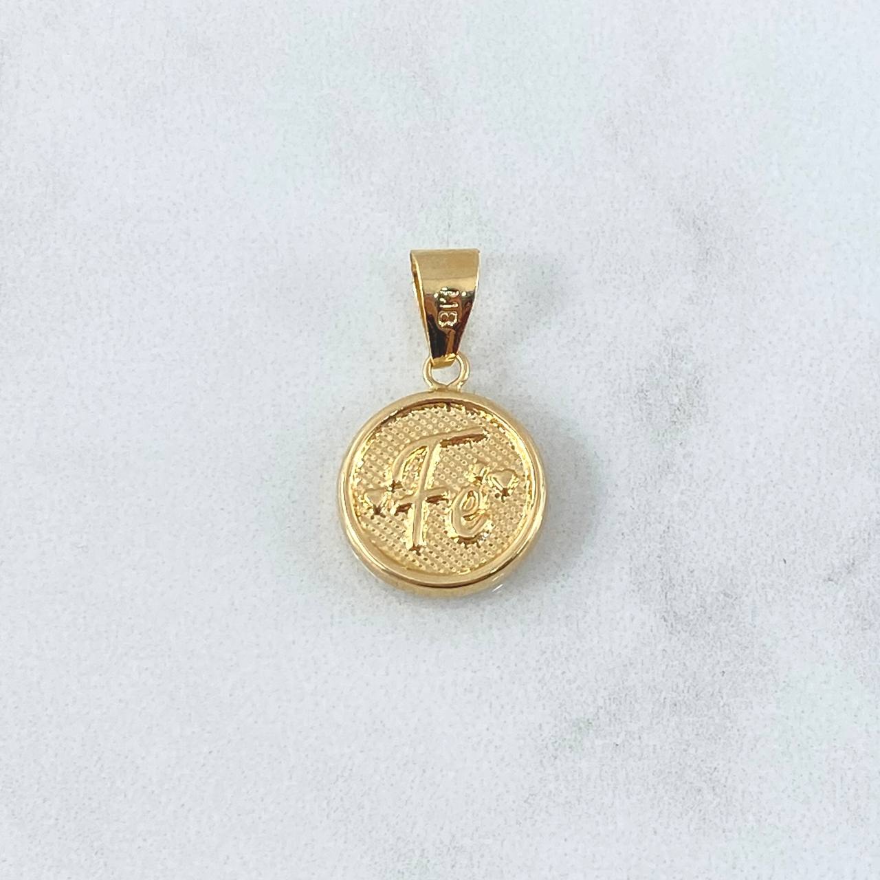 Dije Fe Medalla 1gr / 2.2cm / Enmallado Oro Amarillo 18K