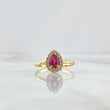 Anillo Gota 2.05gr / T7 1/2 / Circones Blancos - Fucsia Oro Amarillo 18K