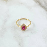 Anillo Gota 2.05gr / T7 1/2 / Circones Blancos - Fucsia Oro Amarillo 18K