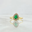 Anillo Gota 1.95gr / T7 / Circones Blancos - Verde Oro Amarillo 18K