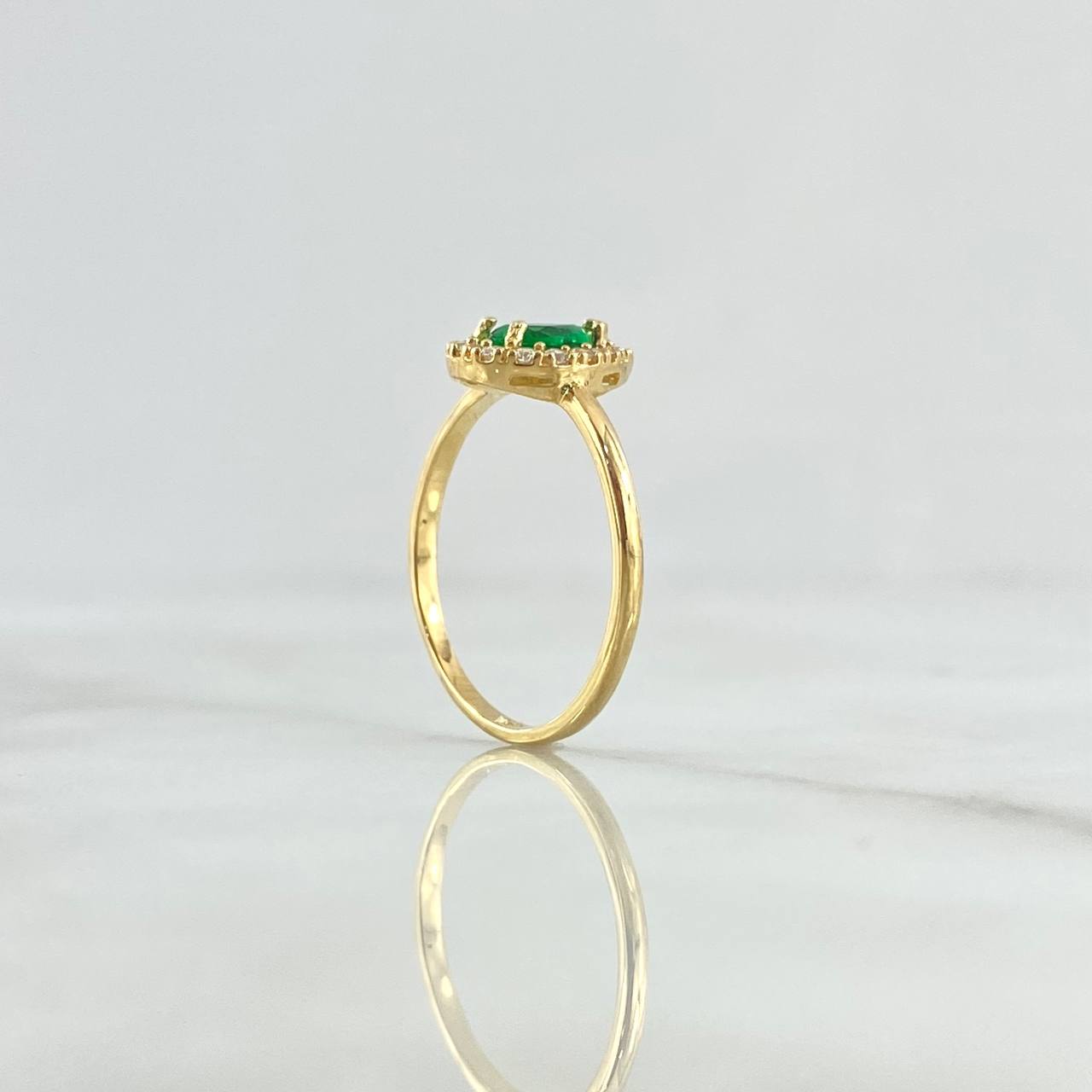 Anillo Gota 1.95gr / T7 / Circones Blancos - Verde Oro Amarillo 18K