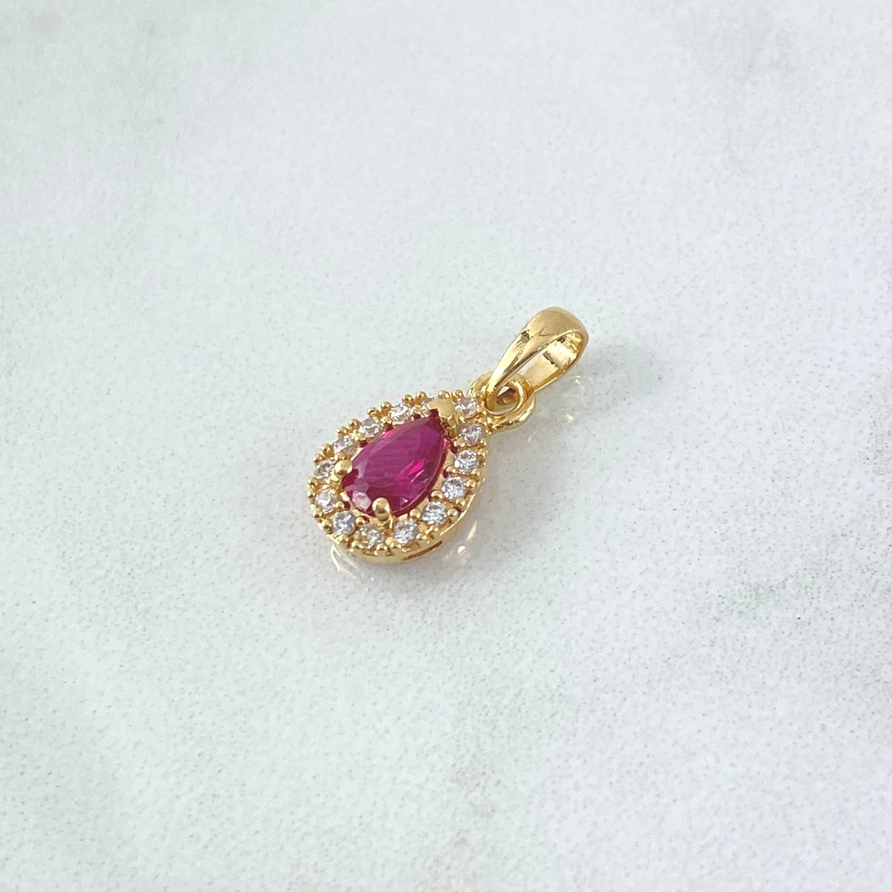 Dije Gota 1.15gr / 1.6cm / Circones Blancos - Fucsia Oro Amarillo 18K