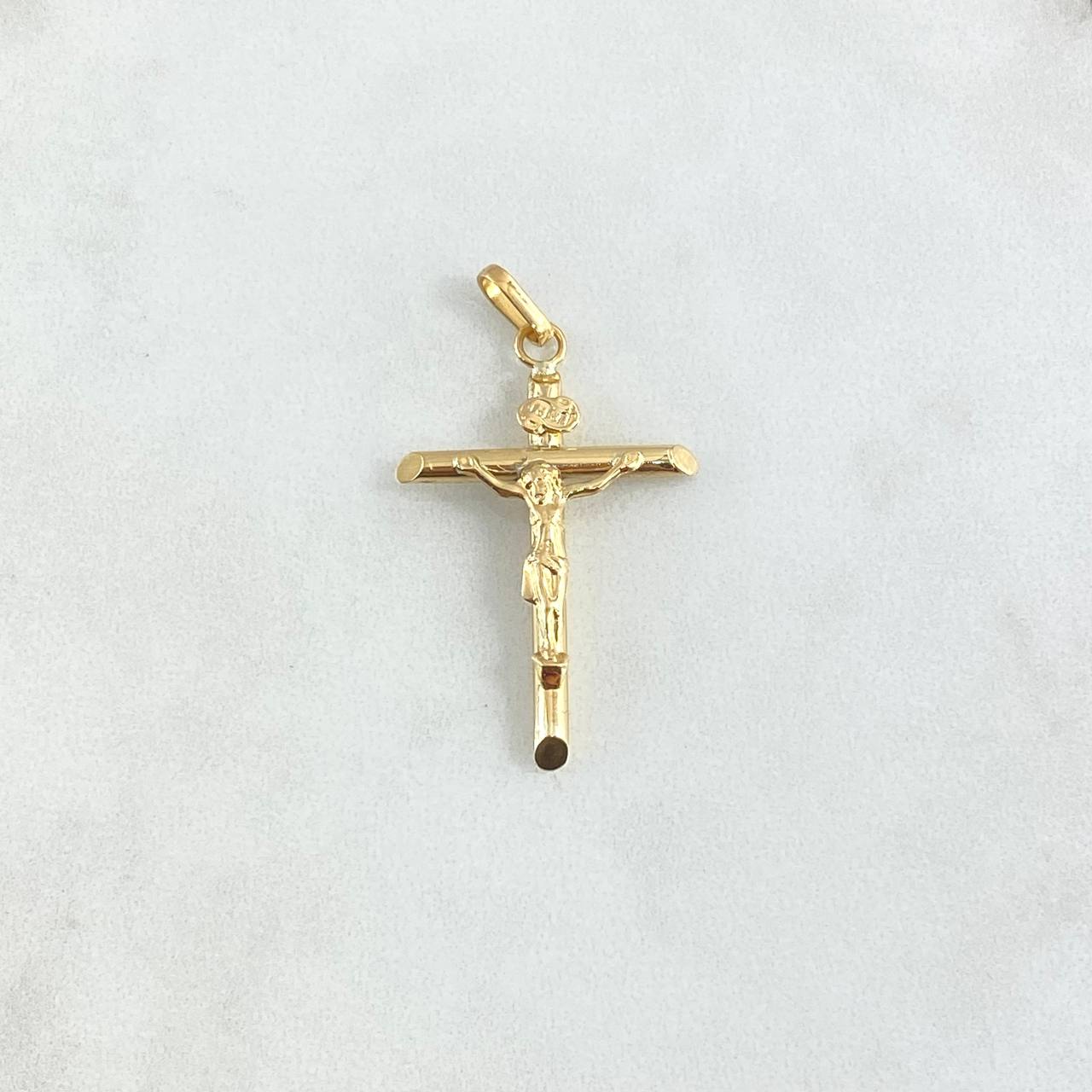 Dije Cruz Cristo Puntas Planas 1.3gr / 3.6cm / Troquelado Oro Amarillo 18K