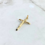 Dije Cruz Cristo Puntas Planas 1.3gr / 3.6cm / Troquelado Oro Amarillo 18K