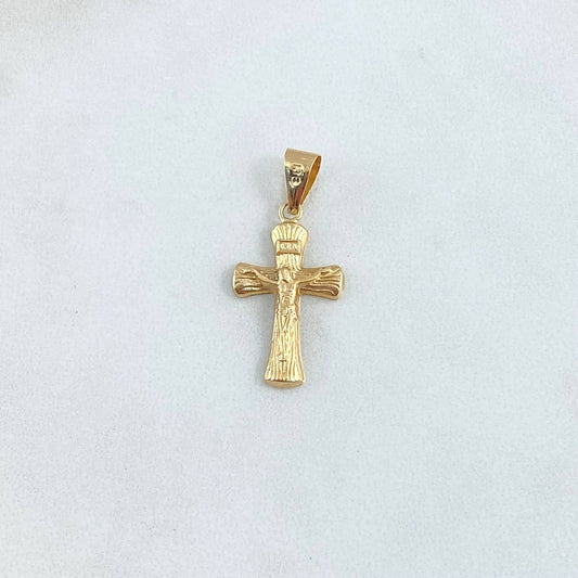 Dije Cruz Cristo Corteza 0.85gr / 3cm / Troquelado Oro Amarillo 18K