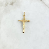 Dije Cruz Cristo Puntas Planas 1.45gr / 4.2cm / Troquelado Oro Amarillo 18K